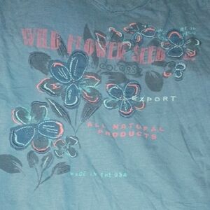 Sonoma Teal Floral Graphic Short Sleeve Tee with Pink Accents